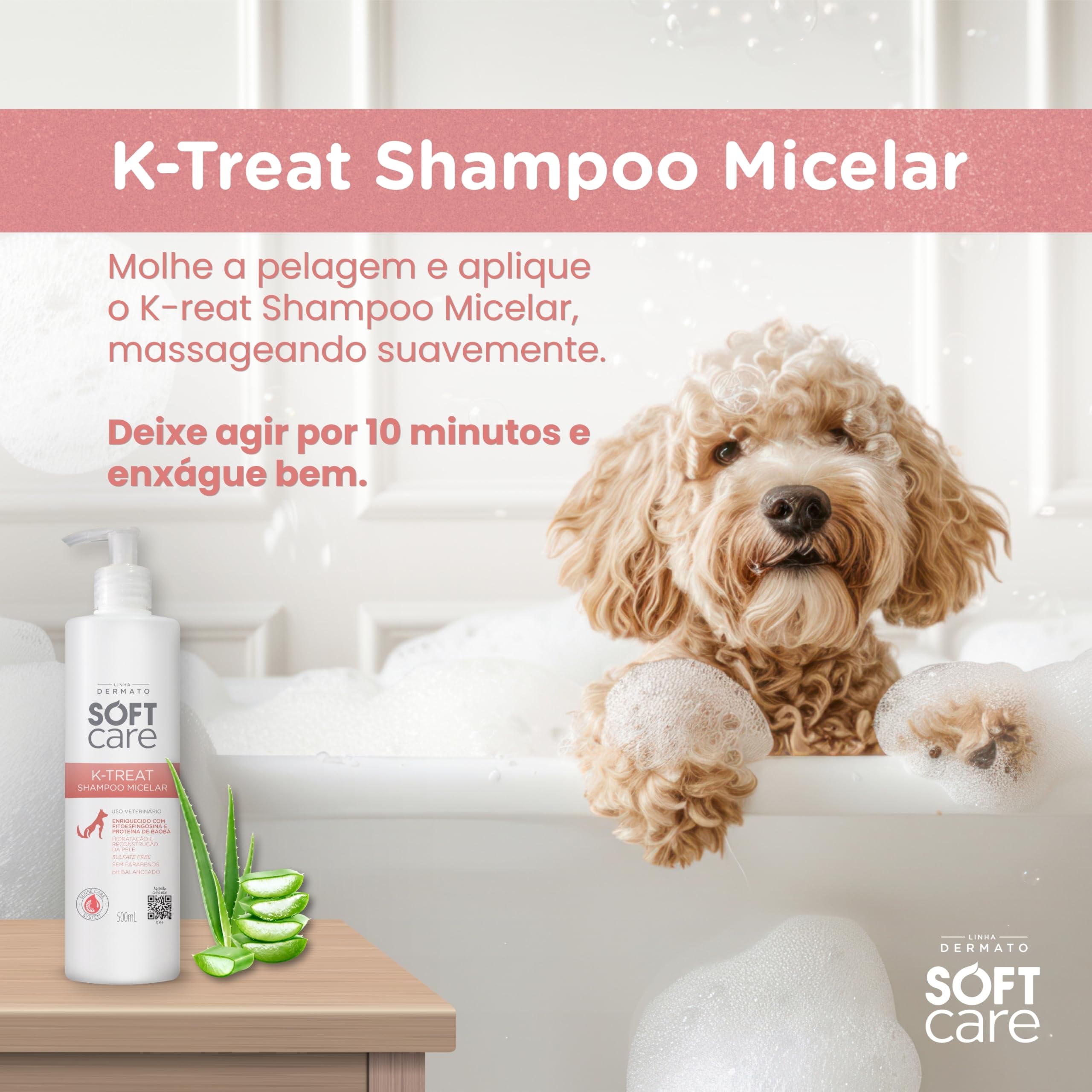 Soft Care K-Treat Shampoo Micelar 500ml Cães e Gatos Pet Society